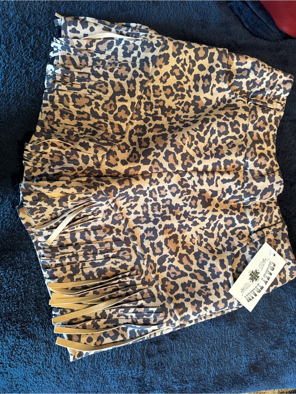 Crazy Train Leopard Print High Waist Fringe Shorts - Brown/Tan fit like Large